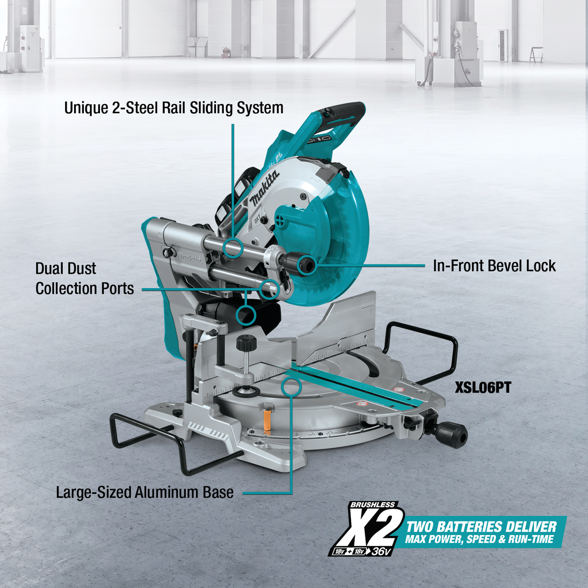 makita klapprad 36v Makita 36V (18V X2) LXT® Brushless 10" Dual‑Bevel Sliding Compound Miter Saw with Laser Kit (5.0Ah) - East Flat Rock, NC
