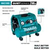 Makita  MAC100Q Quiet Series 1/2 HP, 1 Gallon Compact, Oil‑Free, Electric Air Compressor