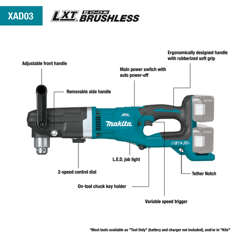 Makita 36V (18V X2) LXT® Brushless 1/2 Right Angle Drill Kit (5.0Ah)