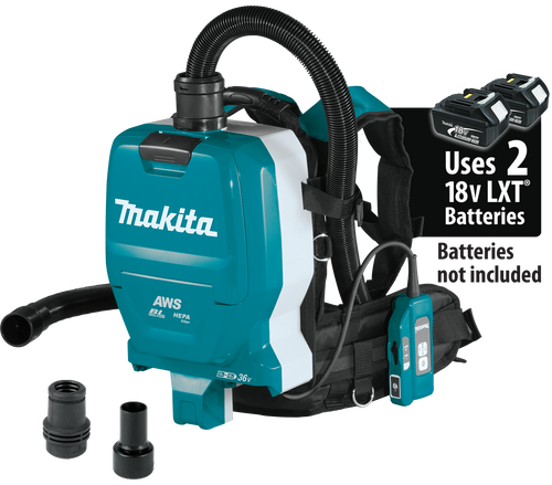 Makita XCV10ZX 36V (18V X2) LXT® Brushless 1/2 Gallon HEPA Filter Backpack Dry Dust Extractor, AWS® Capable, Tool Only
