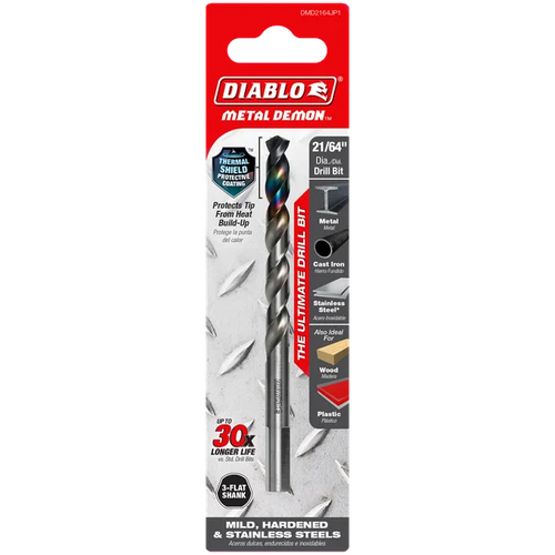 Diablo Metal Demon™ Drill Bits for Mild, Hardened and Stainless Steels