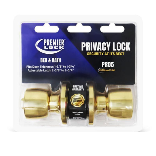 Premier Lock  Solid Brass Privacy Door Knob-Tubular - Carded