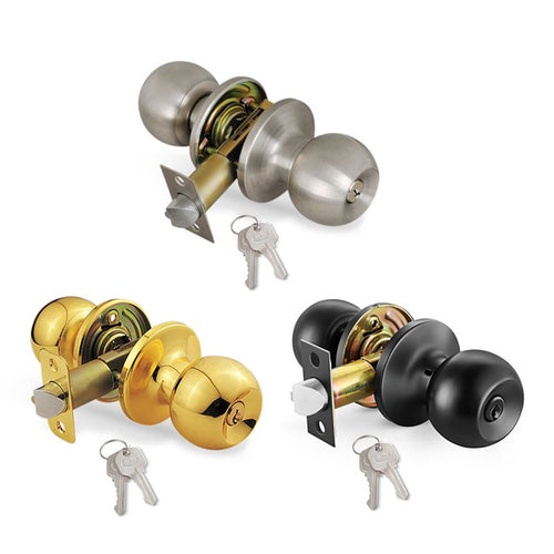 Premier Lock Keyed Entry Door Knob With 2 KW1 Keys Adjustable Latch-Carded